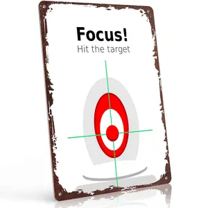 Focus Hit The Target Urinal Funny 12x8 Inch Aluminum Metal Sign - Retro Rustic Bathroom Wall Decor, Gag Gift for Men