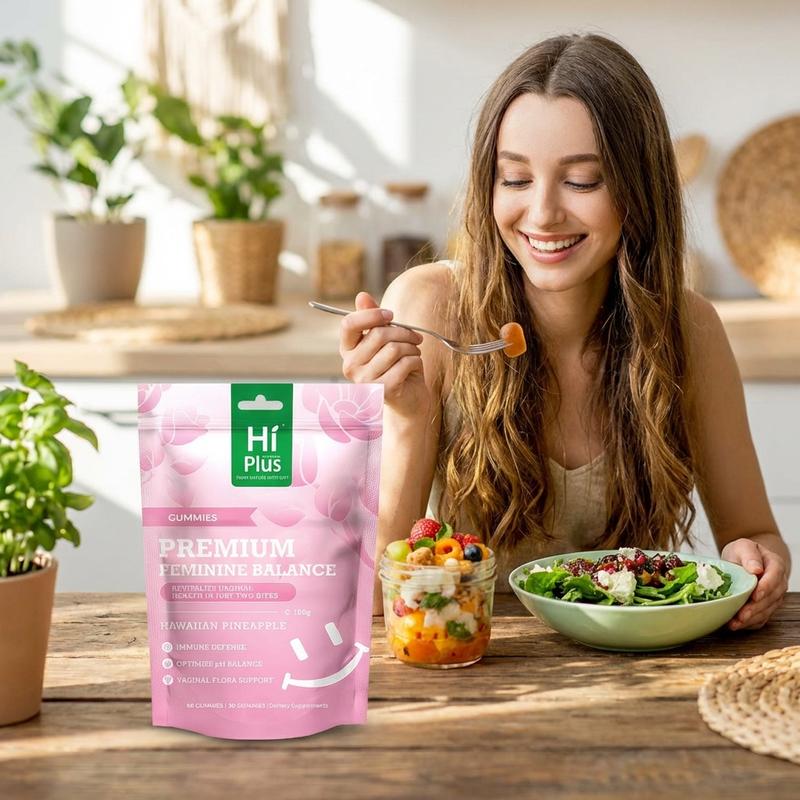 HiPlus Daily Feminine Care Supplement - Pineapple Balance Gummies for Women Intimate & Immune Support