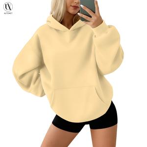 AUTOMET Women's Oversize Minimalist Full-Sleeve Cotton Fleece Polyester Essential Hoodie, Baggy Chic Tops for Women with Pockets, Casual Fall Everyday Sweats