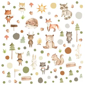 Boho Forest Animals Wall Decals Decorative Wall Sticker for bedroom, Playroom, Classroom, School, Refrigerator Stickers Window stickers, DIY Home Decoration(Waterproof)