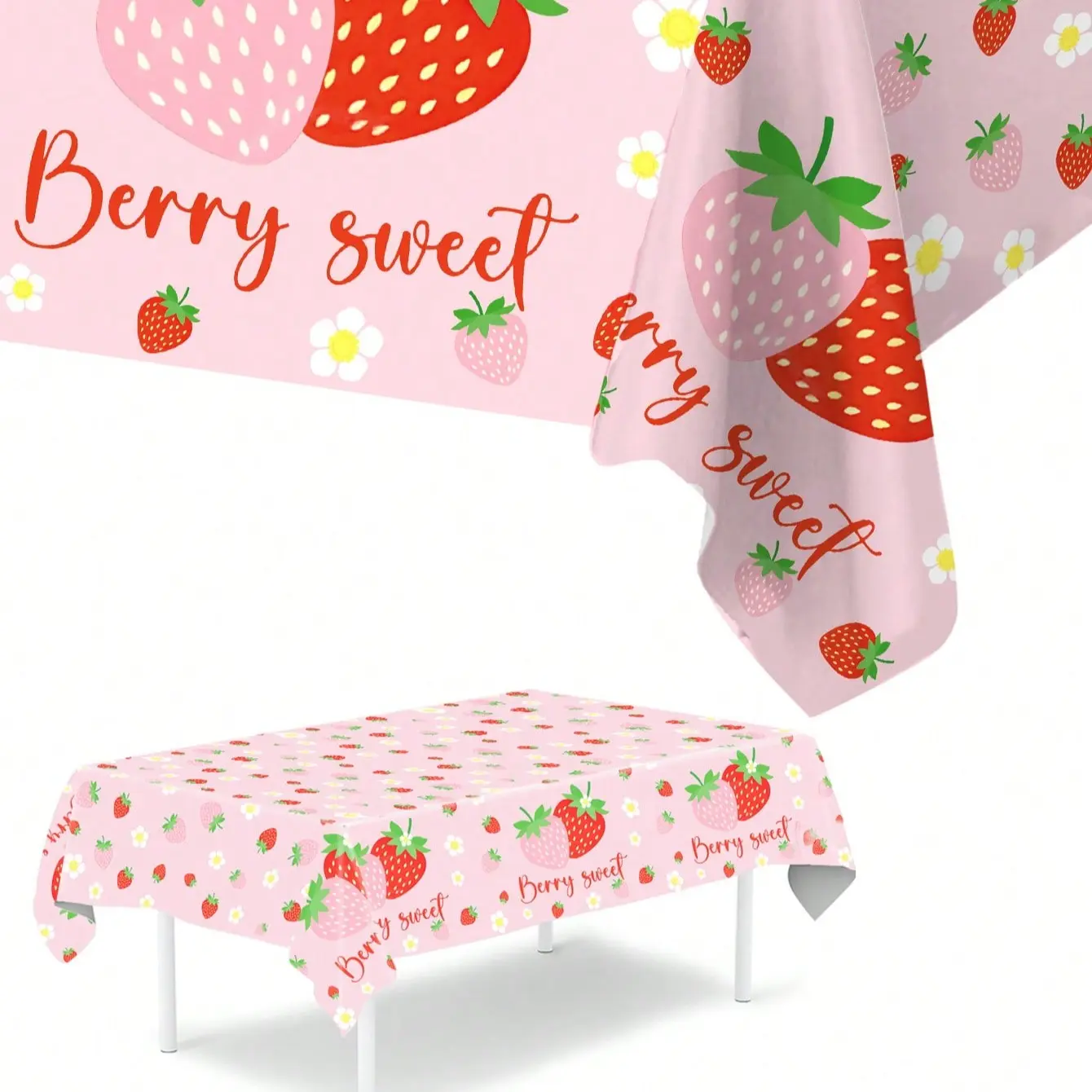 1pc Strawberry Party Tablecloth,BerrySweet Theme Birthday Party Table Decor,Disposable PE Table Cover,Baby Shower PartySupplies,HomeDecor,Strawberry Party Decor,Baby Shower Table Cloth,Birthday Decoration,party supplies