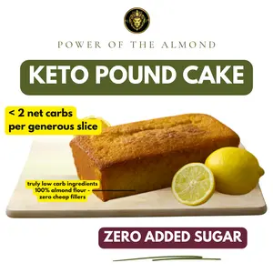No Sugar Added Low Carb Keto Pound Cake Loaf Dessert Food - Best Seller with 1-2 Net Carbs per Slice & Gluten Free Ingredients