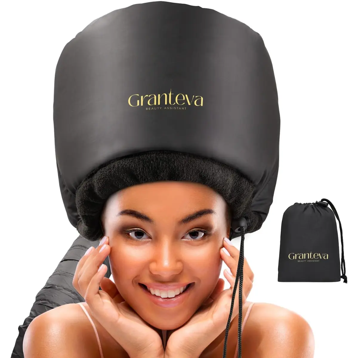 Hooded Hair Dryer Diffuser Cap, Headband Heat Protection for Ears & Neck, for Curly Hair, Speeds Drying & Deep Conditioning, Portable Large