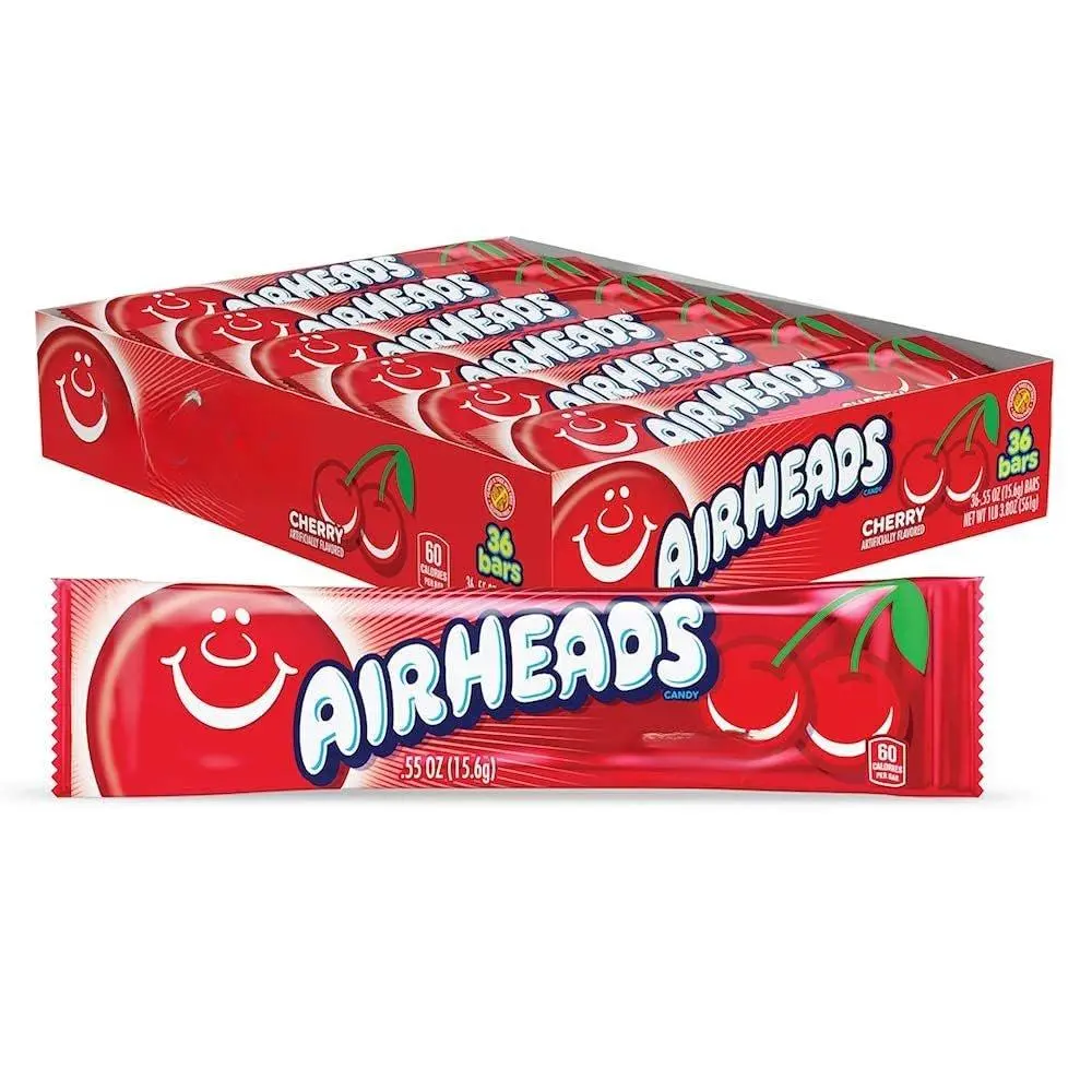 36-Bar Bulk Chewy Swedish Cherry Fruit Candy Bundle Box - Gluten-Free, Low-Cal Sweet, Individually Wrapped Full Size, Non-Melting, Peanut-Free Gaming Snacks, Birthday Party Favors