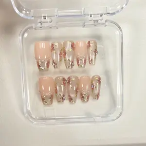 Perilla LONG NAILS Collection Handmade Meidum Oval Long Coffin Press On Nails