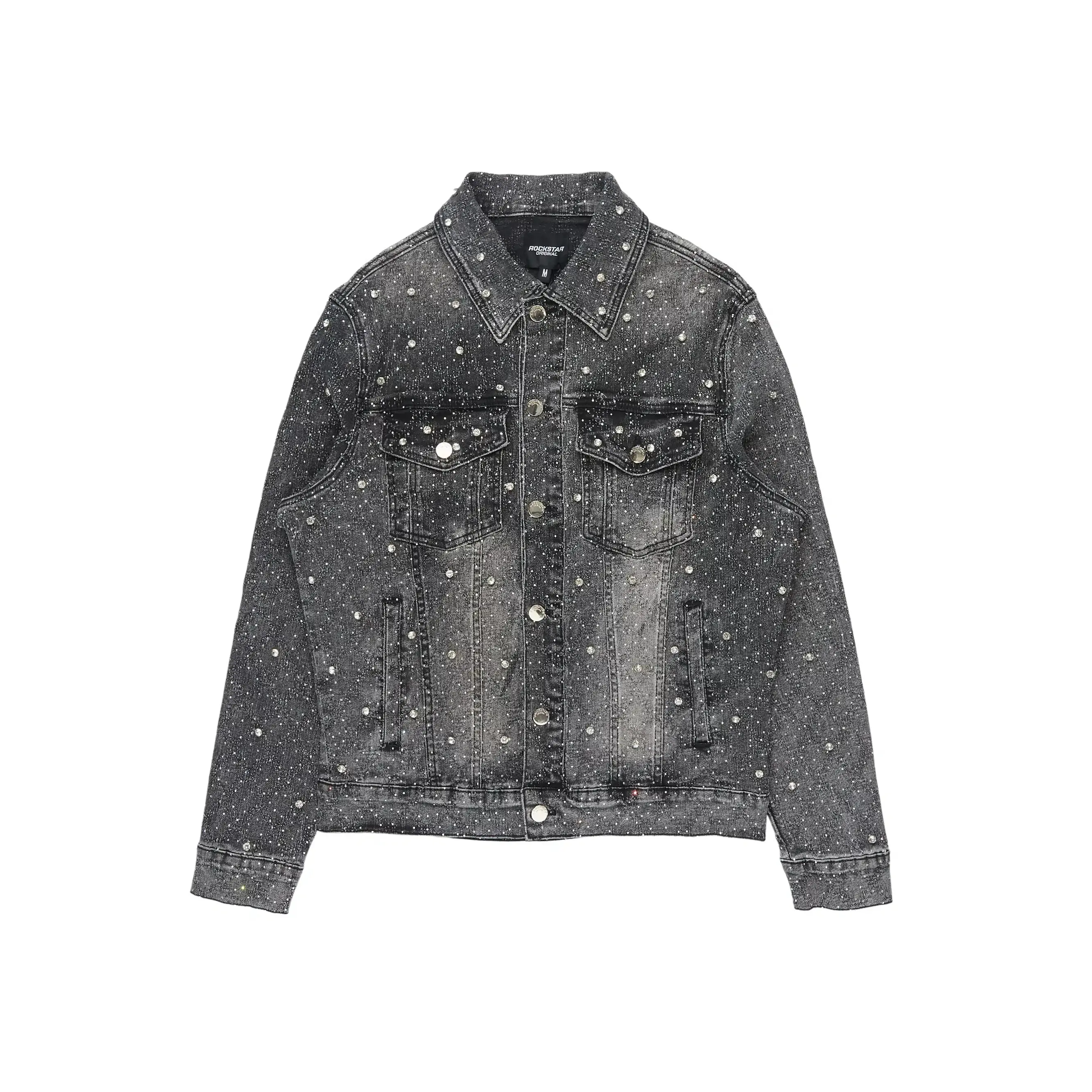 Glit Dark Grey Rhinestone Denim Jacket