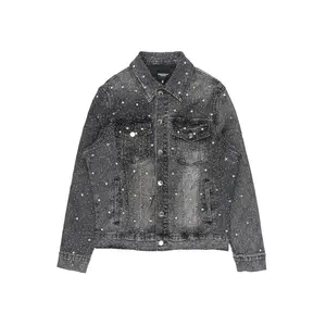 Glit Dark Grey Rhinestone Denim Jacket