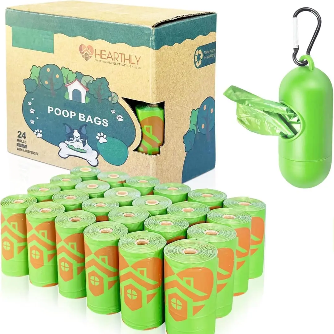 Dog Poop Bags 360 Count with Dispenser & Leash Clip | Extra Thick Leak Proof Pet Waste Bags | Lavender Scented Easy Tear Refill Rolls for Dogs & Cats