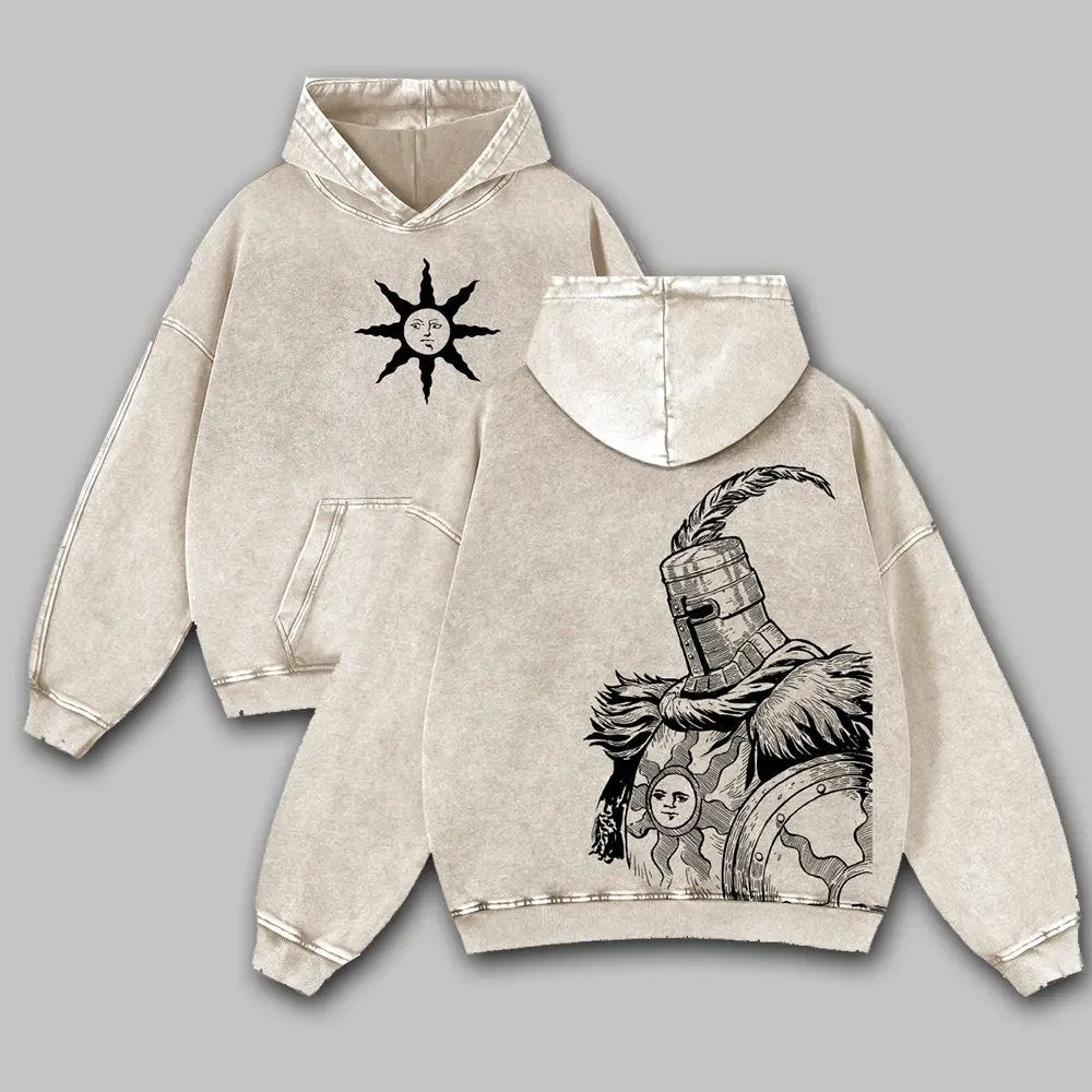 Dark Souls  Unisex FallFreshness outfits men streetwear 80s 90s graphic tees cotton Anime Game funny 380G Washed Hoodies men gifts