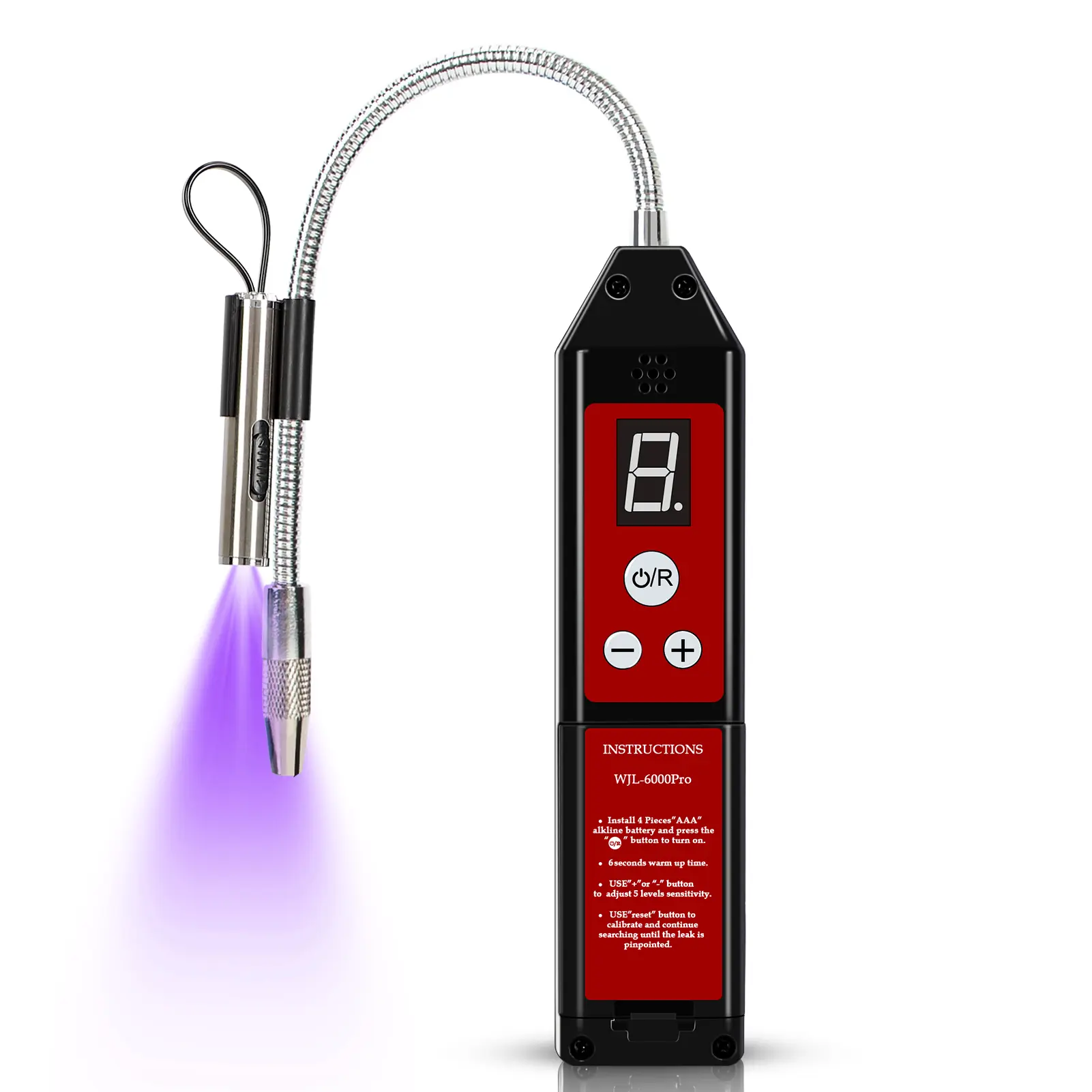 Refrigerant Leak Detector with LED Light, Aprvtio WJL-6000PRO Halogen Leak Detector Freon Gas Leakage Tester HVAC Air Condition R410A R134A CFCs HCFCs HFCs Indicator Freon Sniffer