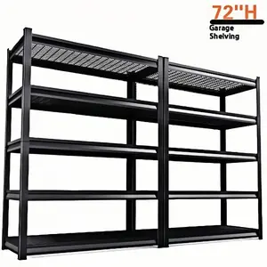 Heavy-Duty 5-Tier Metal Utility Storage Rack, Wire Mesh Design, 2500 Lbs Capacity, 72" H x 35" W x 16" D Floor-Mounted Unit, Suitable for Garage, Home Organizing