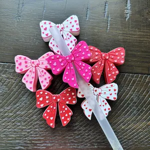Heart Bow Straw Topper – 2 Size Options, Handmade 3D Printed Straw Charm, Made to Order Cup Accessory