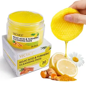 Yecuce Turmeric Cleansing Pads 30pcs, Revitalize Skin, Natural Glow, Quick Facial Cleanse, Portable, Suitable for All Skin Types, Cleanser