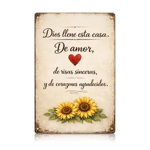 Spanish Blessing Metal Sign 8×12 inch – Vintage Faith Wall Decor, Religious Home Blessing for Living Room, Entryway, Kitchen Colorful Crystal Ball Mushroom Night Light Wooden All-Season Welcome Valentine's Day Mini Multi-Functional Cross Ornaments