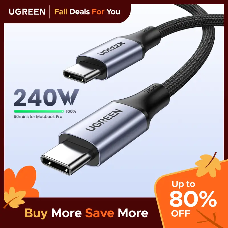 UGREEN 240W USB C to USB C Cable Fast Charging Compatible for Mackbook Pro, Laptop, iPhone 17 16 15 Pro Max Samsung Smartphone Port Device -Deals for