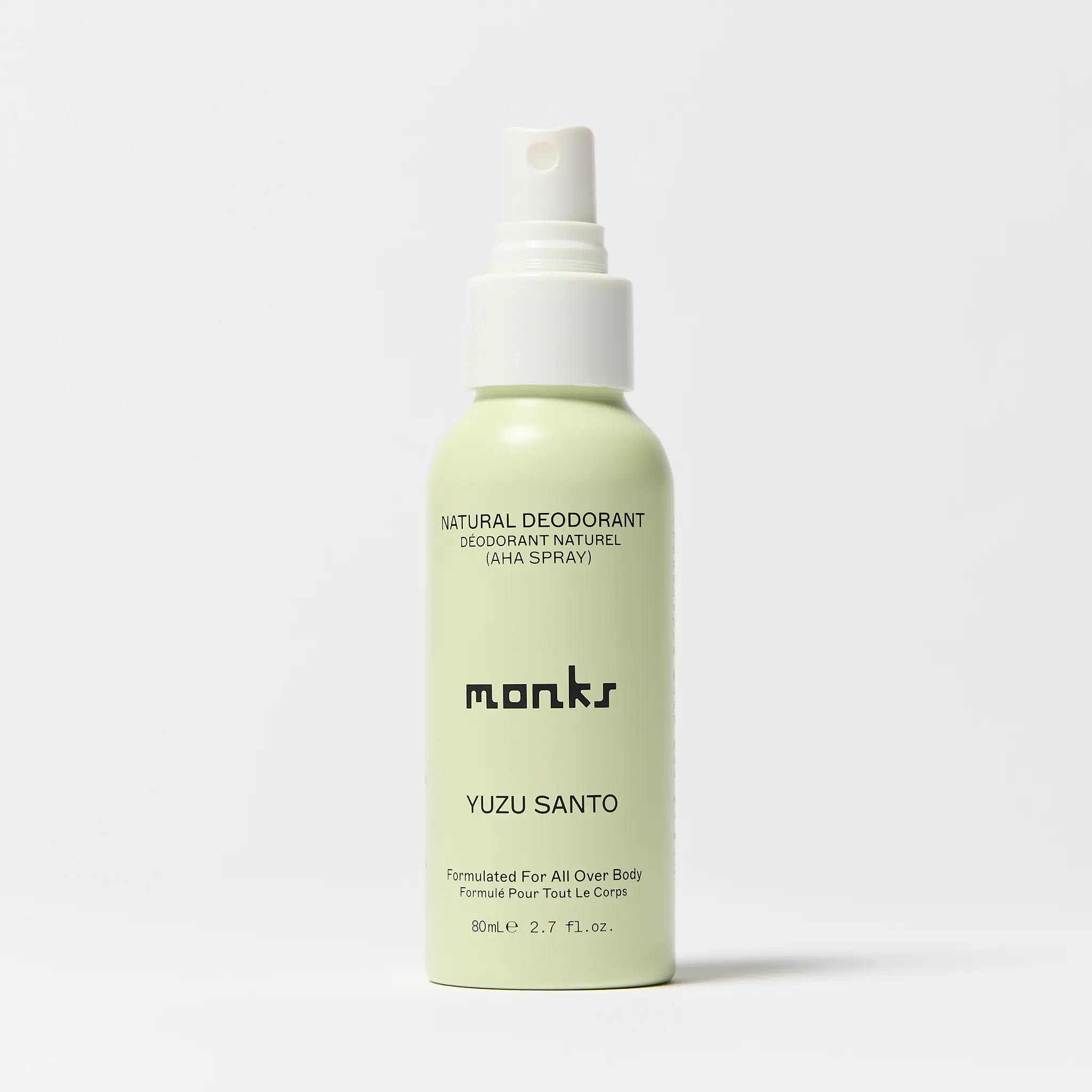 Monks Yuzu Santo - Natural Full-Body Deodorant Spray 80G | Clean Essential Oil-Based Non-Toxic Formula with Aloe Vera & Citrus Scent