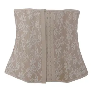 Fancy Lace Waisttrainer with Floral Design and Zipper Closure