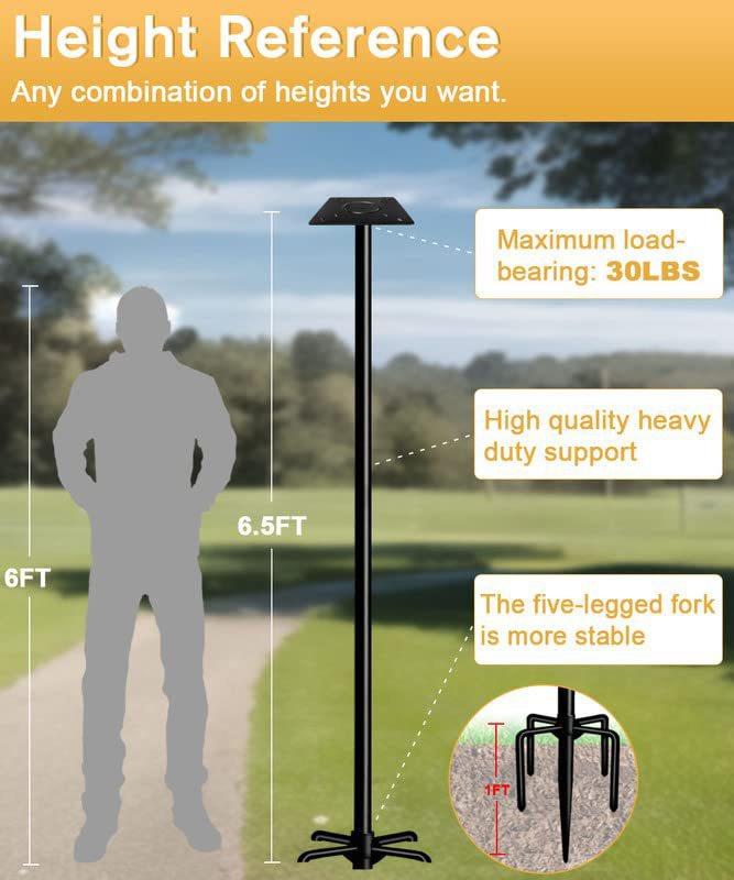 Outdoor 2-Piece Set: 80-Inch Adjustable Bird Feeder Stands — Self-Decorating; Suitable for Feeders, Birdhouses, and Weather Stations. Heavy-Duty, Rust-Resistant Design to Enhance Your Outdoor Landscape and Elevate Your Birdwatching Experience.