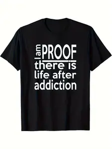 1pc Men's  Unisex Black _I Proved There Is Life Af