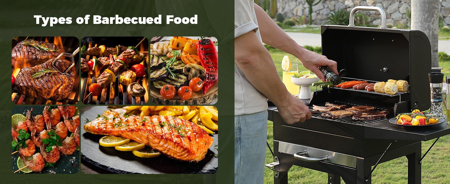 MASTER COOK Charcoal Grill with Two Side Tables 332 SQIN Cooking Area Outdoor Smoker Barbecue BBQ Grill for Camping Patio Backyard Party Picnic Black MASTER COOK Charcoal Grill with Two Side Tables 332 SQIN Cooking Area Outdoor Smoker Barbecue BBQ Grill for Camping Patio Backyard Party Picnic Black