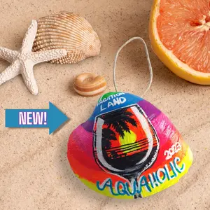 Handcrafted coastal Seashell plucked from Maine Beaches Acrylic painted by Artist Silhouette style seascape inside a wine glass Hanging Decor Ornament