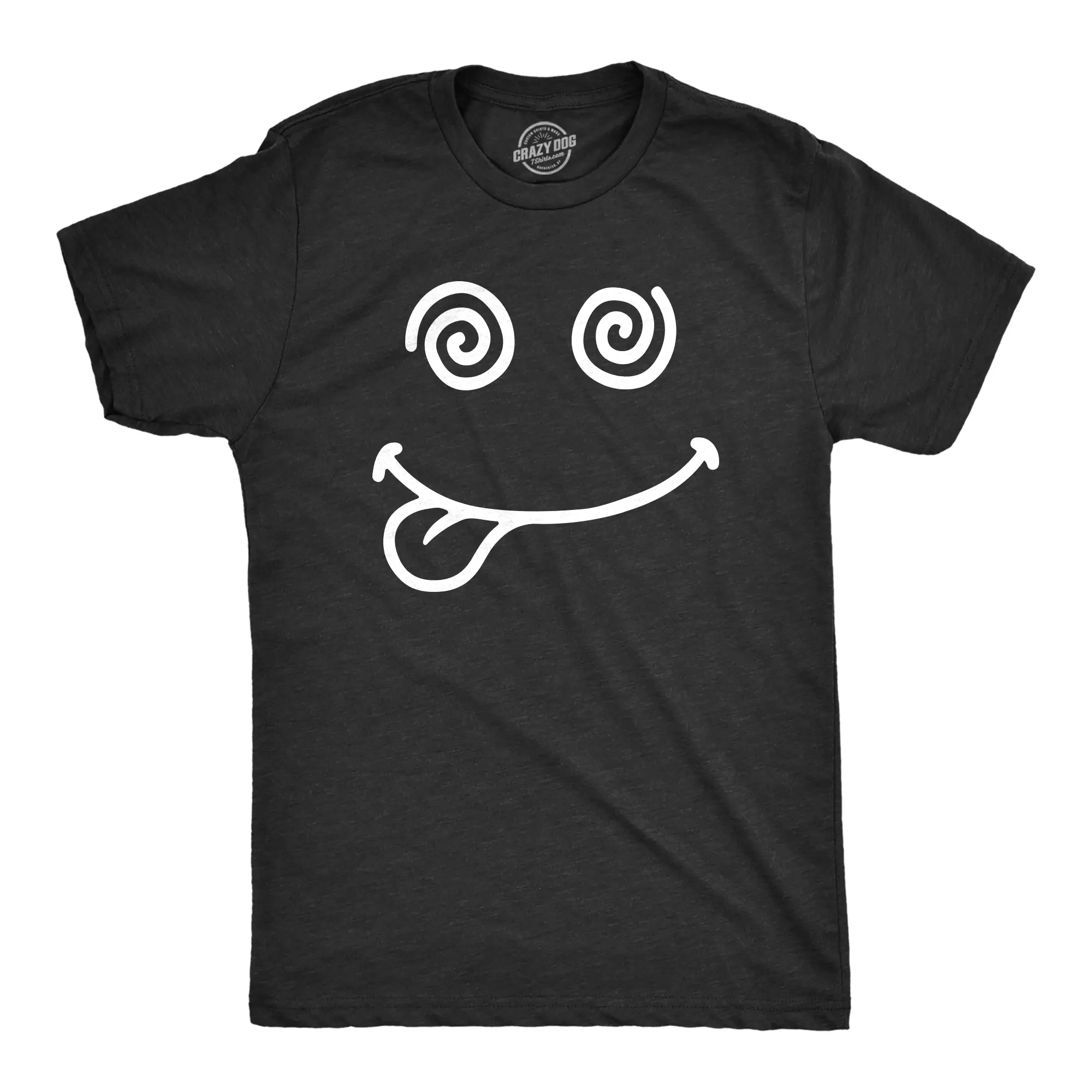 Mens Crazy Smile T Shirt Funny Silly Insane Whacky Smiling Face Tee for Guys Mens Funny T Shirts Cool Vintage Fashion T-Shirt Gift Classic Menswear Funny mental health Short Sleeve Novelty Tees for Guys Black -