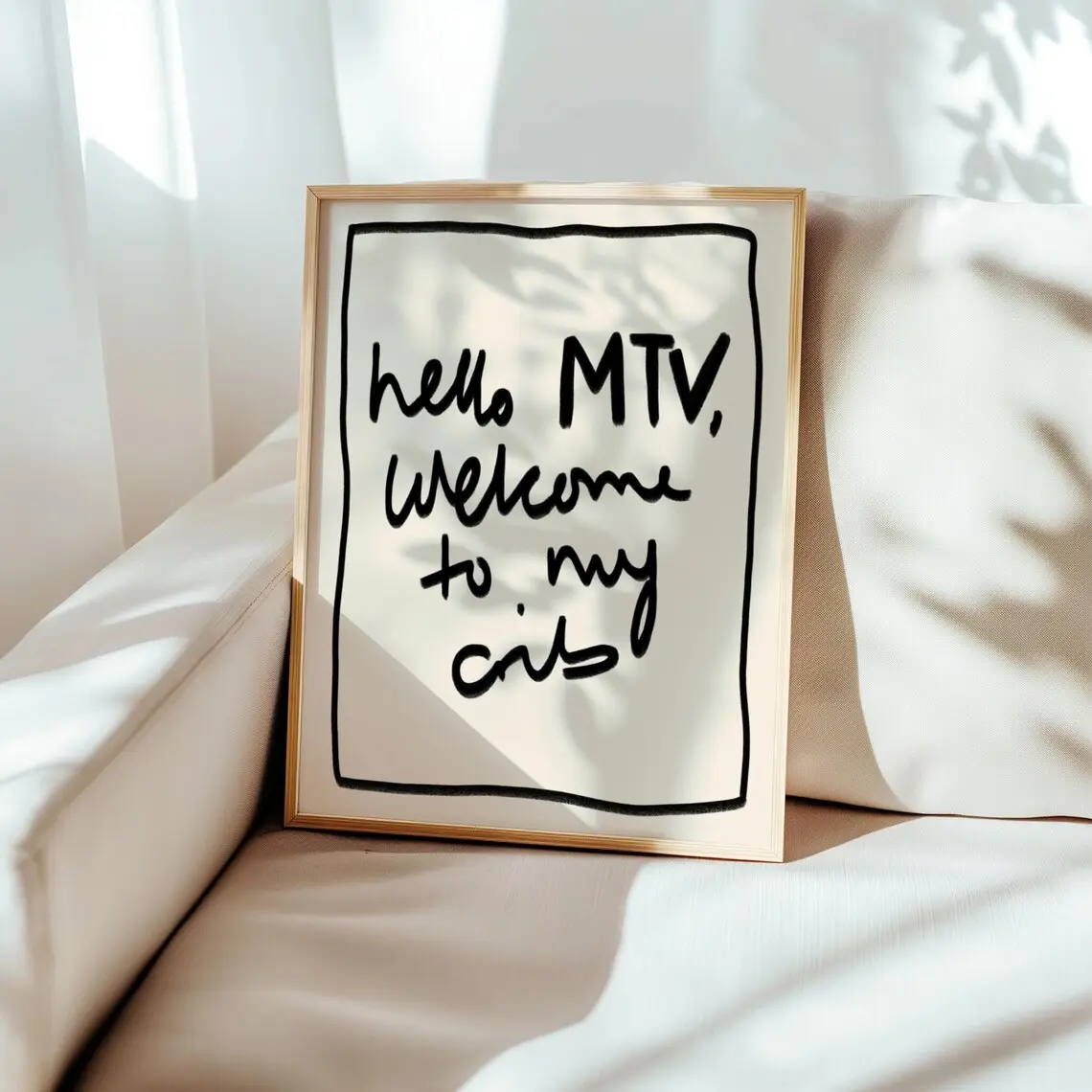 Hello MTV, Welcome to My Crib UNFRAMED Print | Welcome Poster Trendy Wall Art Hallway Wall Decor Hallway Print Hallway Art Hand Drawn Poster