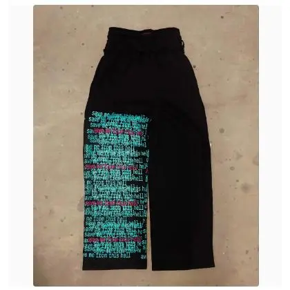 Black broad leg trousers green