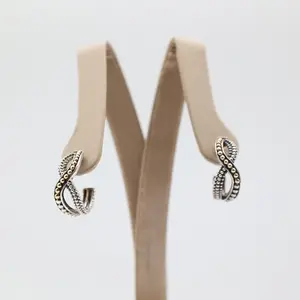 Lagos 14k Yellow Gold & 925 Silver Infinity Twist Half Hoop Earrings