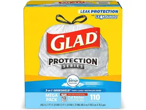 Glad Tall Kitchen Trash Bags, 13 Gal, 110 Ct