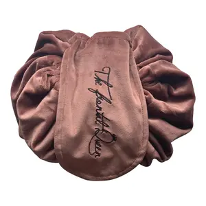 The Frontal Queen Velvet Wig Storage Bag - Stylish & Elegant Design for Synthetic Hair Extensions with Drawstring Closure & Internal Zipper Pocket