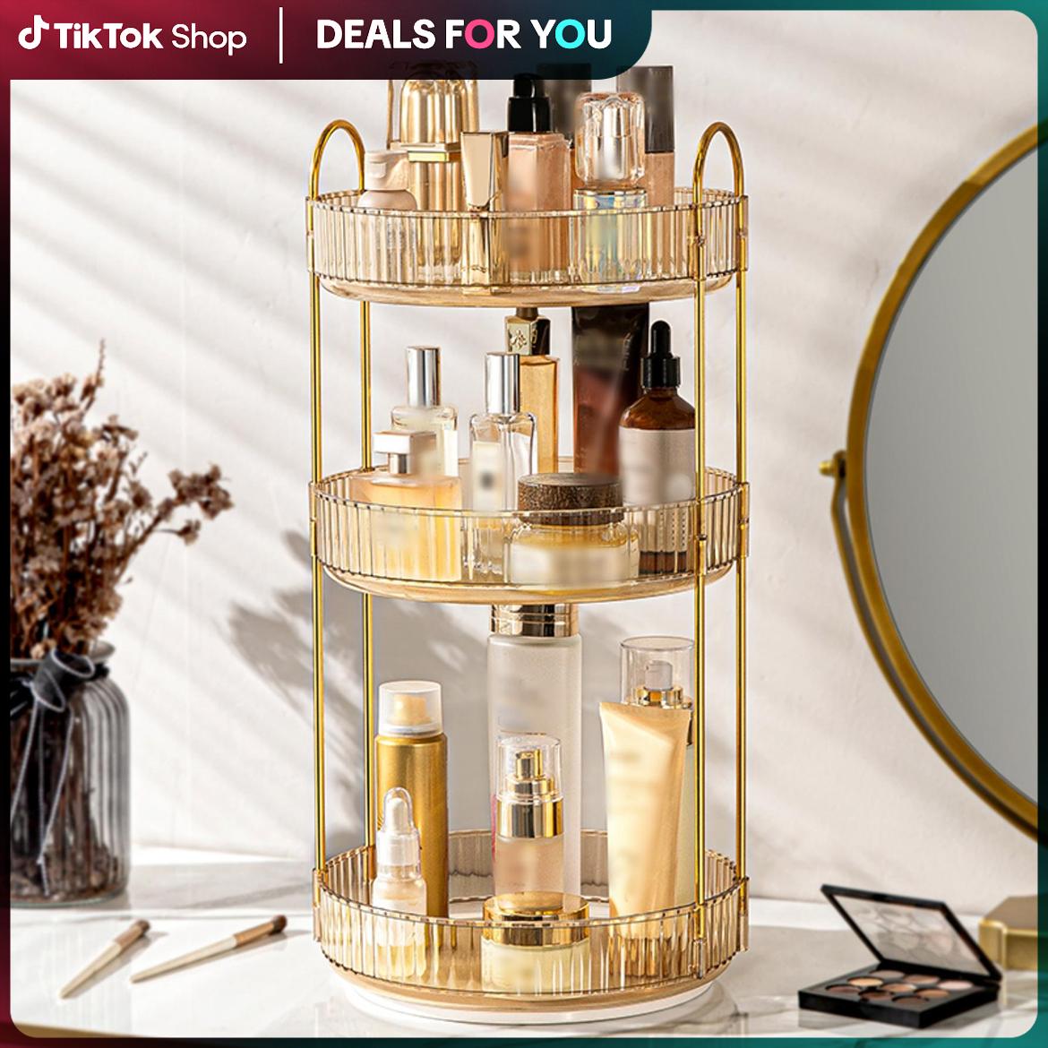 【Halloween 2025】Multi-functional rotating Makeup Organizer Lazy Susan Trays Skincare Perfume Organizer Racks for Bathroo