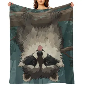 Raccoon Fall Throw Blanket For Women Mens Winter Nap Cute Cartoon Animals Butterflies Turtles Flannel Blankets Office Camping Car Travel Air Conditioned Quilt All Seasons Soft Plush Bedding Throws Home Decor Boys Girls Christmas Gift Super Cozy Blanket