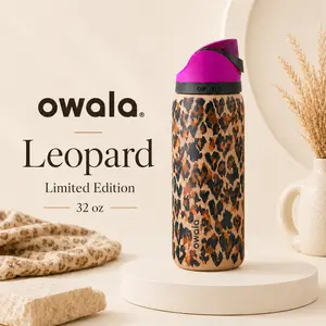 Owala FreeSip 32oz Leopard Limited Edition Leak-Proof Stainless Steel, Water Bottle Tiktok Viral