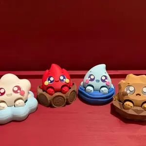 Elemental Fidget Clicker | Air Fire Water Earth Elementals | Cute Desk Toy | Collectible Fidget Clicker | Element Spirit Figurine