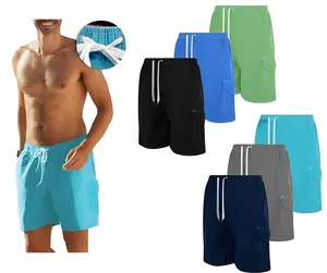 (3-Pack) Men's Quick-Dry Swim Shorts with Cargo Pockets