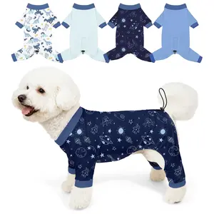 Bienbee Dog Pajamas, 4 Pack Dog Recovery Suit Shedding Suit Cute Soft Puppy Clothes Dogs Pjs Onesies Jammies Adjustable Breathable & Stretchy Clothes for Small Medium Large Dogs Girl Boy Puppy-M