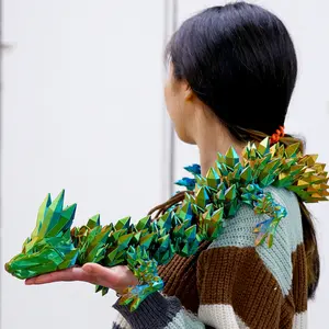 3D printed dragon model toys, flexible joint animal doll statues, home and office desk decorations, holiday surprise gifts