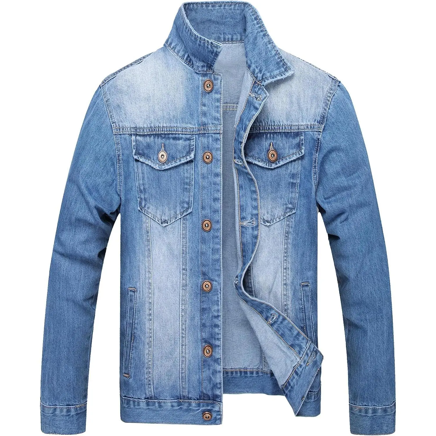 LZLER Men's Denim Trucker Jacket - Distressed, Destroyed, Ripped, Classic Vintage Slim Fit - Menswear Tops for Fashion Enthusiasts, Coats