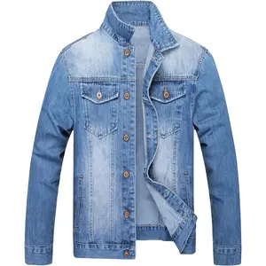 LZLER Men's Denim Jackets Distressed Destroyed Classic Vintage Slim Fit Ripped Fashion Trendy Trucker Jean Jackets