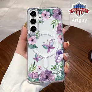 Purple Petal Symphony  Advanced fashion giftMagnetic Case for Samsung Galaxy S24 Plus S25 Ultra S23 FE Ultra S22+ Shockproof Soft Premium Stylish Durable Protection Case
