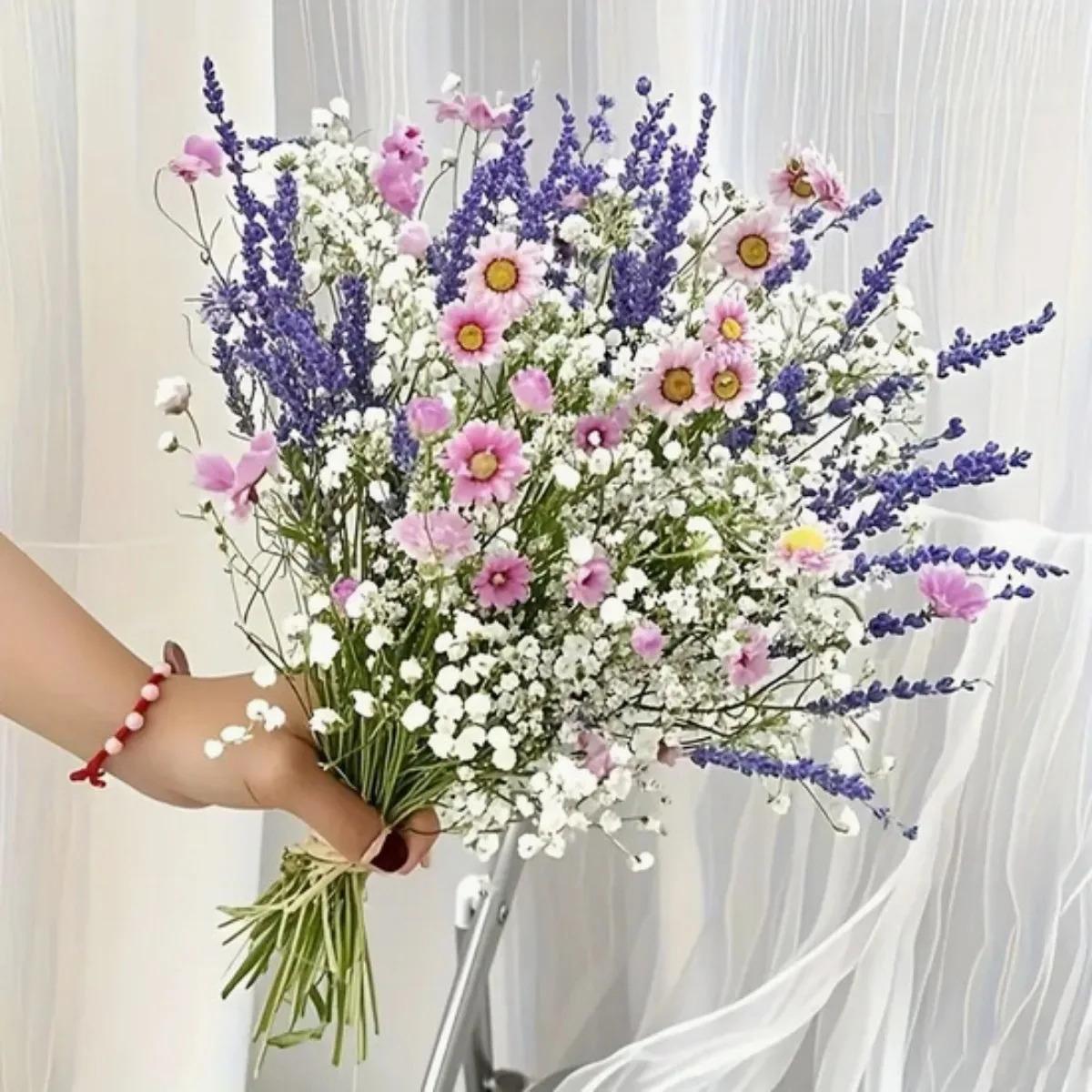 65pcs Dried Flower Bouquet Lavender and Sunflower Bouquet DIY Home Decor Elegant Mix Bouquet