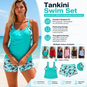 Flattering Tummy Control Racerback  with Boy Shorts Sporty Beachwear 2026 New Arrival Plus Size Swimwear That Hides Tummy, Family Approved Swim, Abercrombie Bikini Inspired Bathing  for Women cute outfit swimsuit Tankiniswimsets Tankini Swimdress
