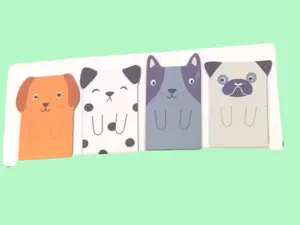 Dog Magnetic Bookmark Set 4 Pack 1" x 1.7" Dalmatian Pug Page Marker Gift