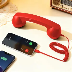 Retro Phone Handset 2026 New Type-C Vintage Wired Plug in Handheld Cell Phone Receiver with Microphone for Video Conferences Calls Meetings