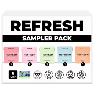 Refresh Gum Sampler Variety Pack Sugar Free Chewing Gum - Xylitol, Plant Based, Synthetic Free, Vegan & Non GMO Organic Natural Fruit Flavor