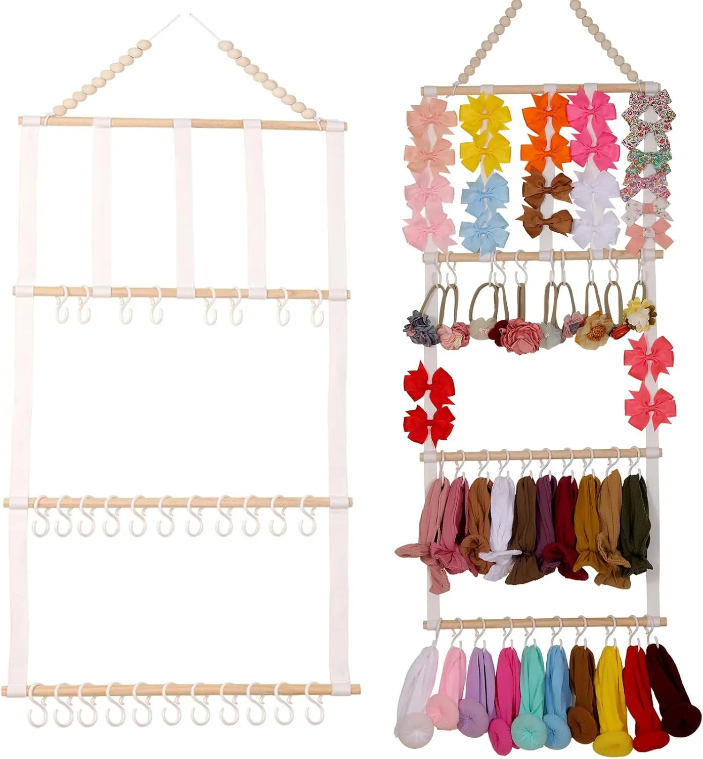 Headband Holder for Girls Baby Headband Organizer Head Bands Hair Accessories Display Organizer Wall Hanging Decor for Nursery Toddler Girl Room