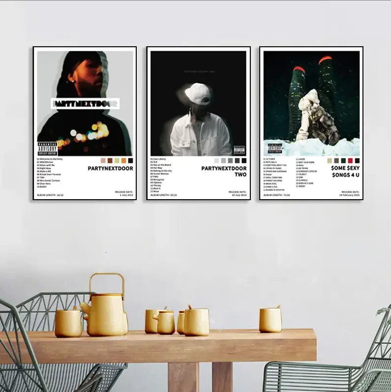 [Sale off up to 65%][Free Ship][No Frame] 3-piece PARTYNEXTDOOR TWO$ome $exy $ongs 4 U music album poster set, hip-hop style, R&B pop music style, a gift for music fans, living room, bedroom, office, cafe, music lovers or fans, frameless