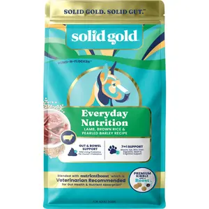 Solid Gold Hund-N-Flocken Lamb Brown Rice & Pearled Barley Recipe Dry Dog Food for Adult Dogs with Probiotics for Immune and Gut Health Support