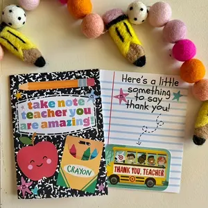 Creative Teacher Appreciation Cards, Cute School Theme, Includes Sticker, Perfect Gift for Teachers, Warm Wishes From Students/parents